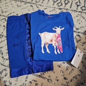 Jordan Kids Short Set in Blue with Goat Graphic